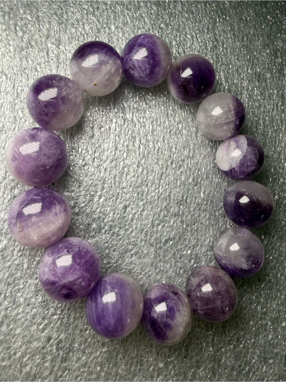 Beautiful 15MM Amethyst Rabbit Hair Natural Crystal Bracelet